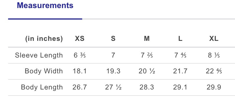 Size chart